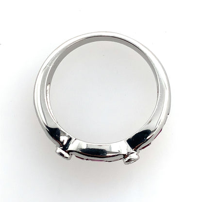 Estate 14K White Gold Princess Cut Ruby And Diamond Fashion Band