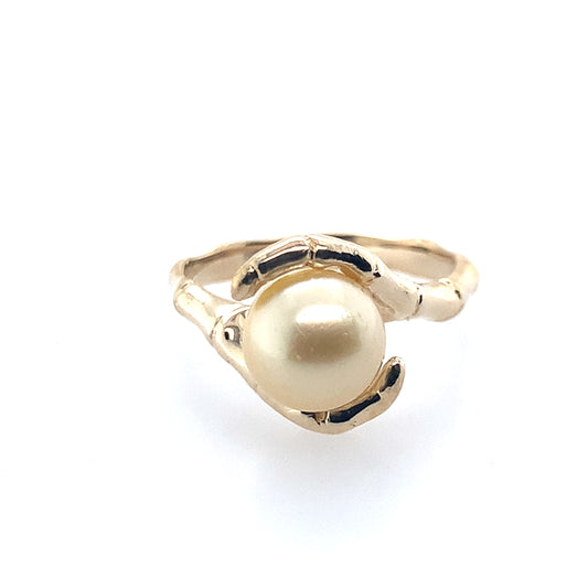 14K Yellow Gold  By-Pass Pearl Ring **Final Sale No Warranty**