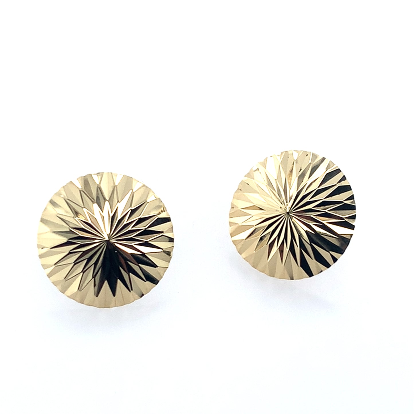 14K Yellow Gold Diamond Cut Flower Bloom Stud Earrings **Final Sale No Warranty**