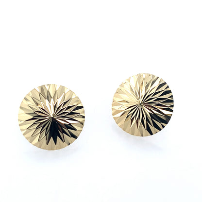 14K Yellow Gold Diamond Cut Flower Bloom Stud Earrings **Final Sale No Warranty**