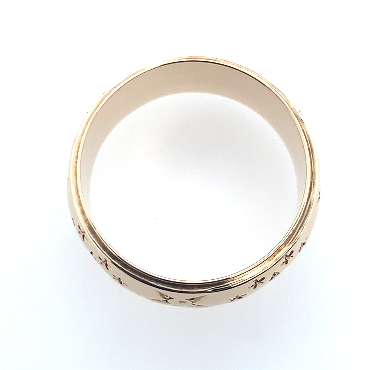 Estate 14K Yellow Gold Vintage Style Hi-Polished Starbust Band