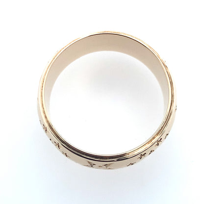 Estate 14K Yellow Gold Vintage Style Hi-Polished Starbust Band