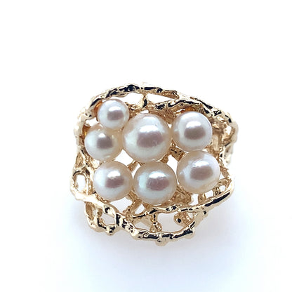 14K Yellow Gold Pearl Cluster Ring **Final Sale No Warranty**