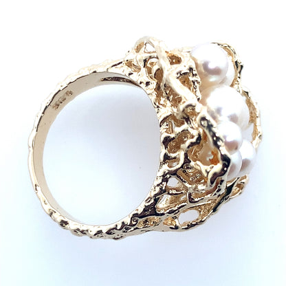 14K Yellow Gold Pearl Cluster Ring **Final Sale No Warranty**