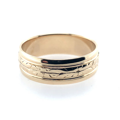 14K Yellow Gold Engraved Center Hi-Polished Band **Final Sale No Warranty**