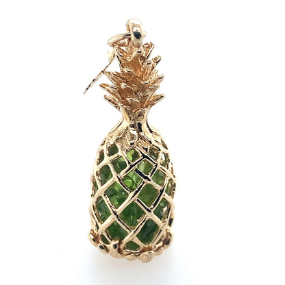 14K Yellow Gold Hawaiian Pineapple Charm With Peridot **Final Sale No Warranty**