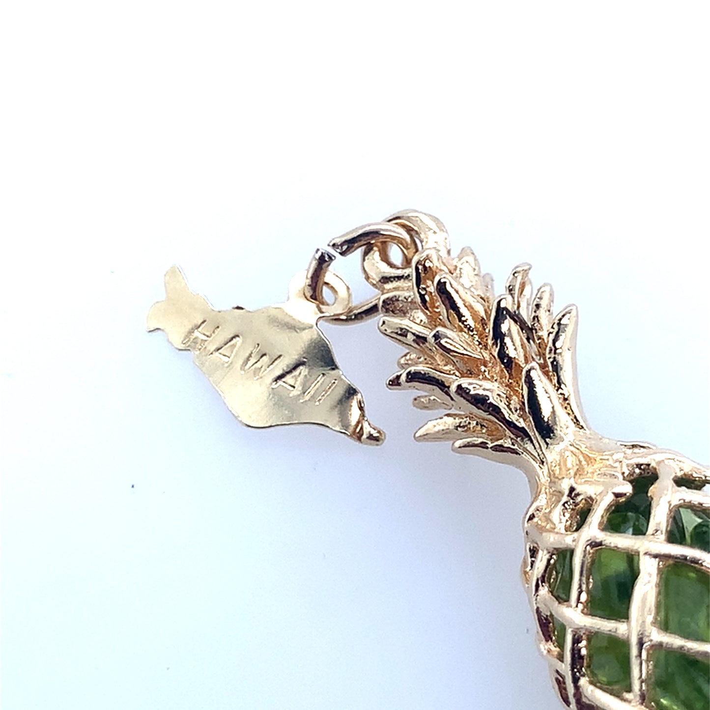 14K Yellow Gold Hawaiian Pineapple Charm With Peridot **Final Sale No Warranty**