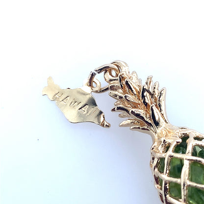 14K Yellow Gold Hawaiian Pineapple Charm With Peridot **Final Sale No Warranty**