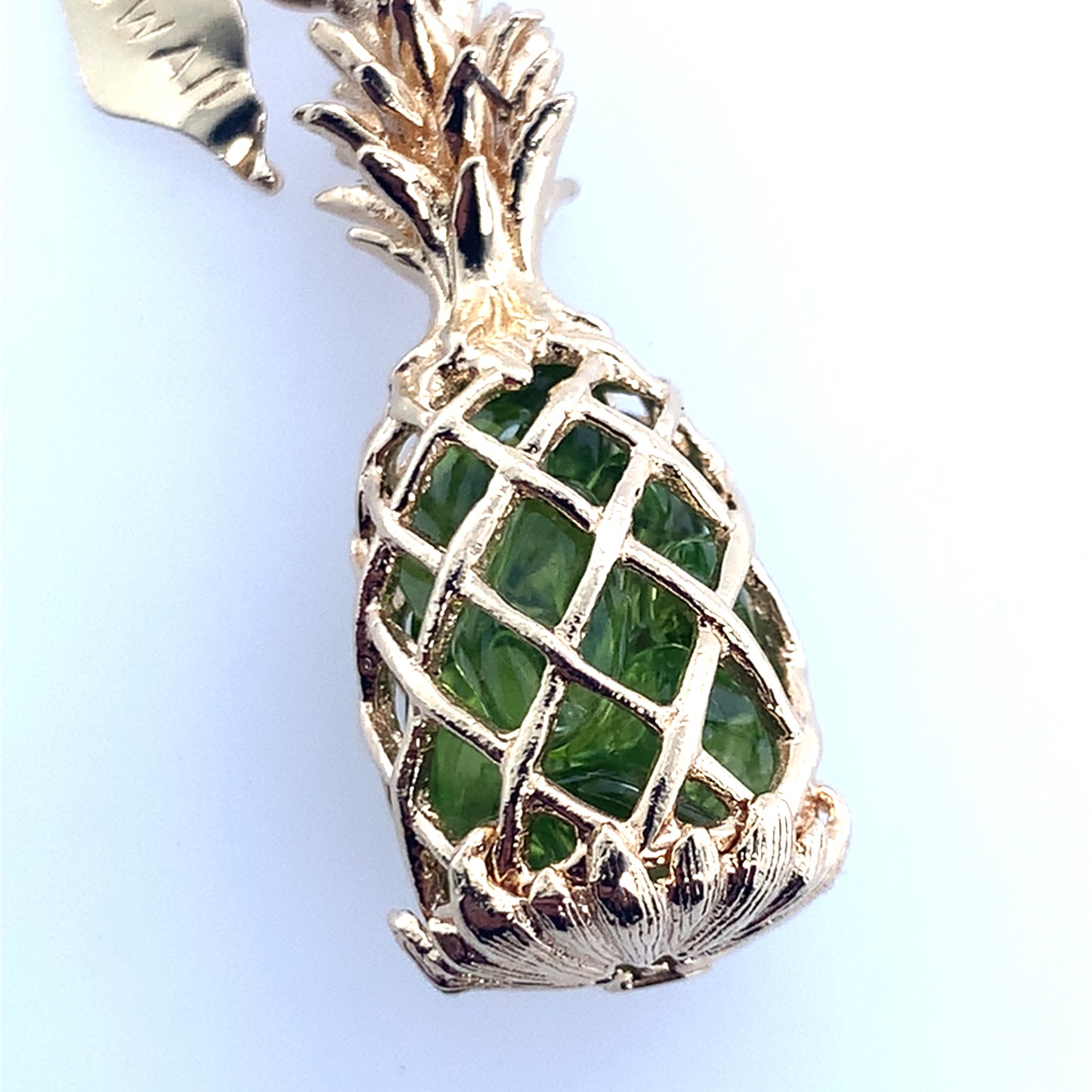 14K Yellow Gold Hawaiian Pineapple Charm With Peridot **Final Sale No Warranty**