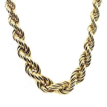 14K Yellow Gold Graduated Puffed Rope Chain **Final Sale No Warranty**