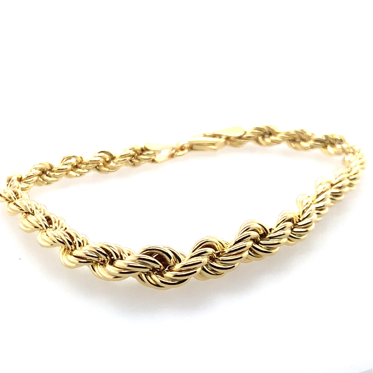 14K Yellow Gold Puffed Graduated Rope Bracelet **Final Sale No Warranty**