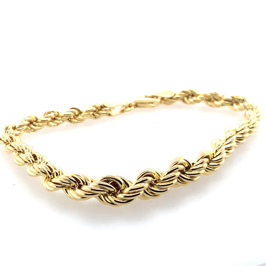 Estate 14K Yellow Gold Puffed Graduated Rope Bracelet