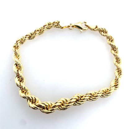 14K Yellow Gold Puffed Graduated Rope Bracelet **Final Sale No Warranty**