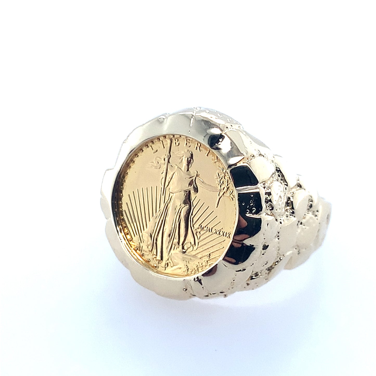 14K Yellow Gold American Gold Eagle Signet Coin Ring **Final Sale No Warranty**