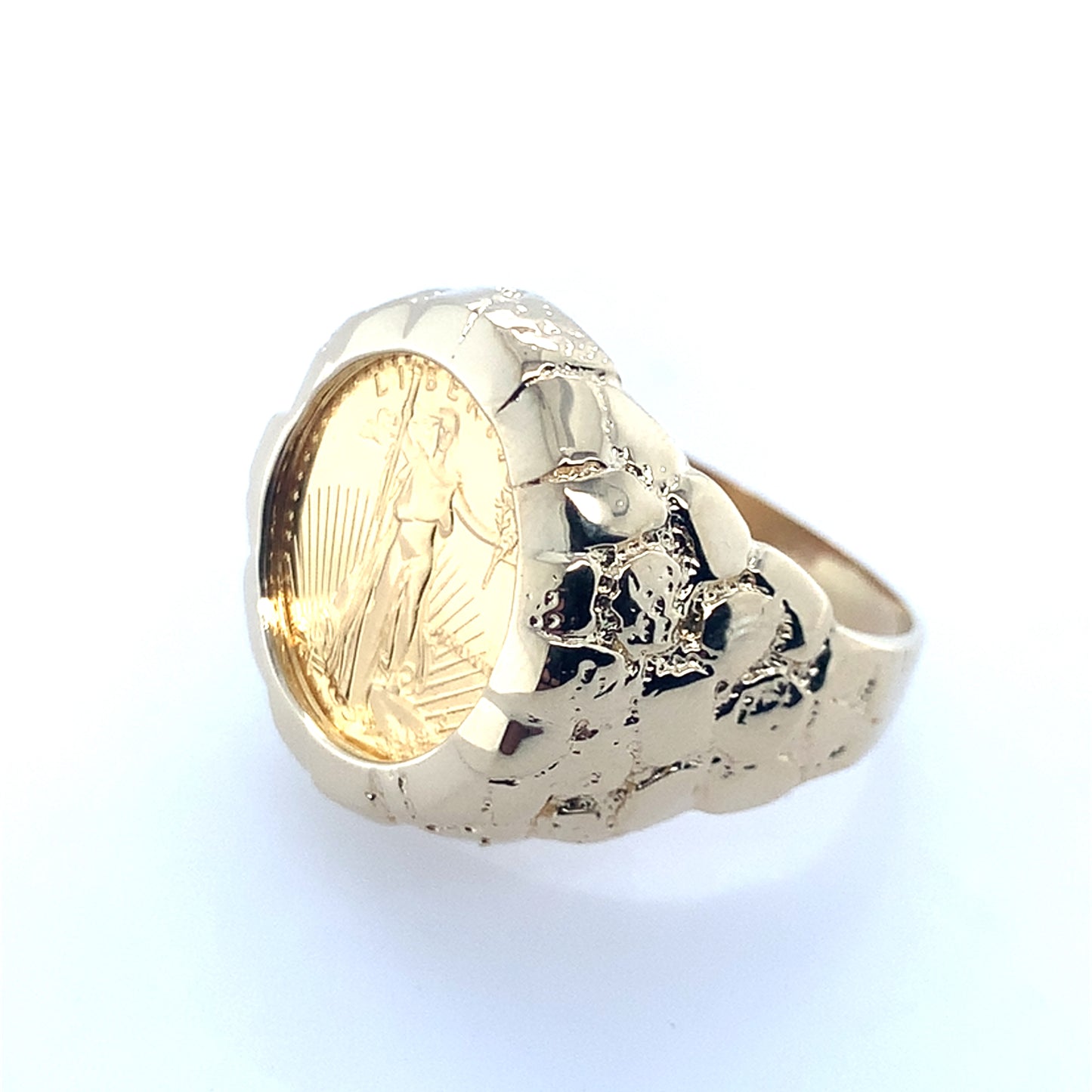 14K Yellow Gold American Gold Eagle Signet Coin Ring **Final Sale No Warranty**