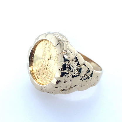 14K Yellow Gold American Gold Eagle Signet Coin Ring **Final Sale No Warranty**