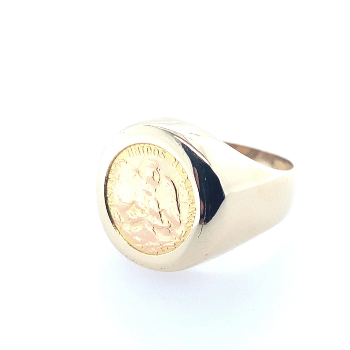 14Ky Mexican Peso Signet Coin Ring Sz 7 **Final Sale No Warranty**