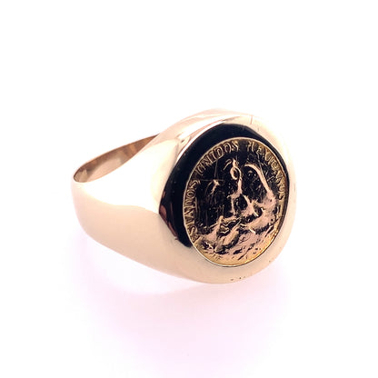 14Ky Mexican Peso Signet Coin Ring Sz 7 **Final Sale No Warranty**