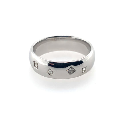 14K White Gold Flush Set Princess Cut Diamond Band **Final Sale No Warranty**
