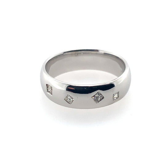14K White Gold Flush Set Princess Cut Diamond Band **Final Sale No Warranty**