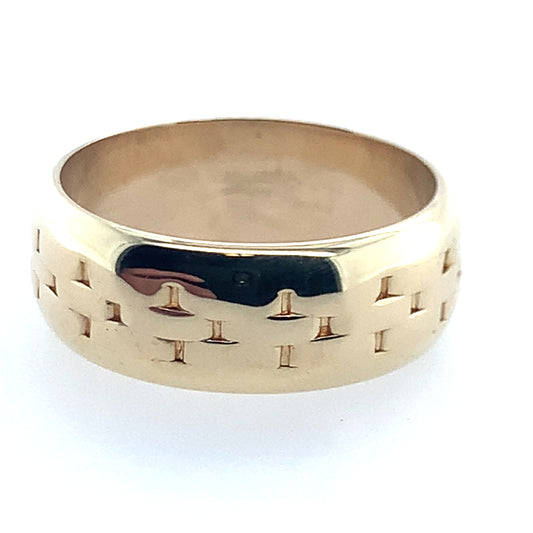 14K Yellow Gold 6.5Mm Band With Design **Final Sale No Warranty**