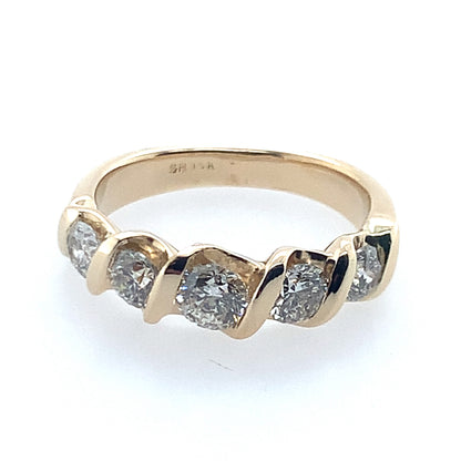 14K Yellow Gold Graduated 5 Stone Twisted Channel Band **Final Sale No Warranty**