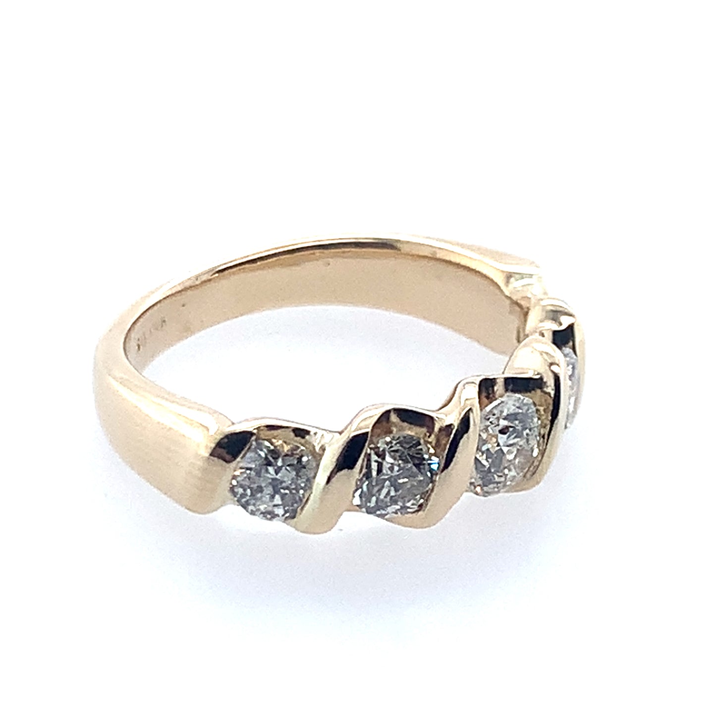 14K Yellow Gold Graduated 5 Stone Twisted Channel Band **Final Sale No Warranty**