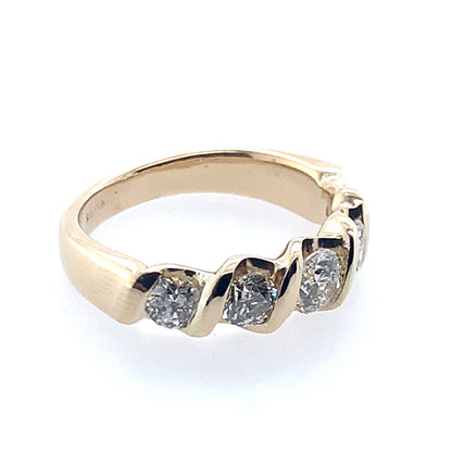 14K Yellow Gold Graduated 5 Stone Twisted Channel Band **Final Sale No Warranty**