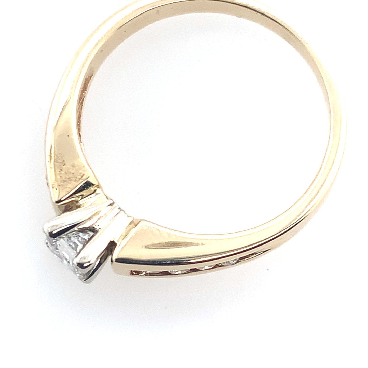 14K Yellow Gold Channel Set Diamond Princess Cut Engagement Ring **Final Sale No Warranty**