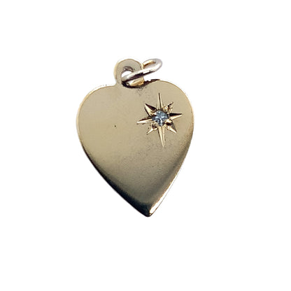 Estate 14K Yellow Gold Heart Charm With Starburst Accent **Final Sale No Warranty**
