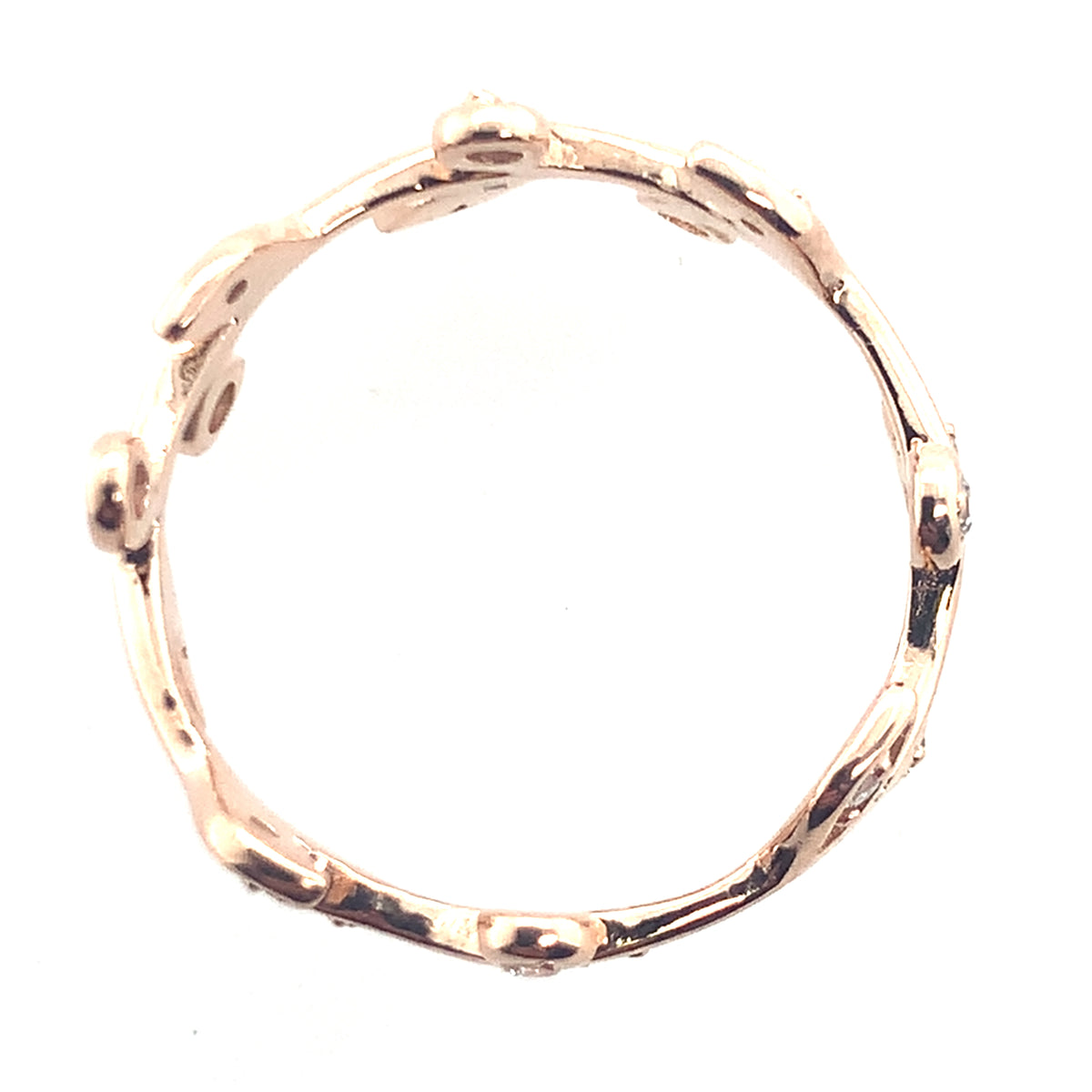Estate 14K Rose Gold Diamond Leaf Accent Fashion Band **Final Sale No Warranty**