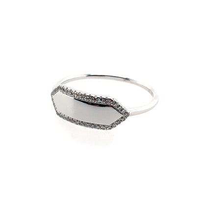 Estate 14K White Gold Engraveable Diamond Fashion Band **Final Sale No Warranty**