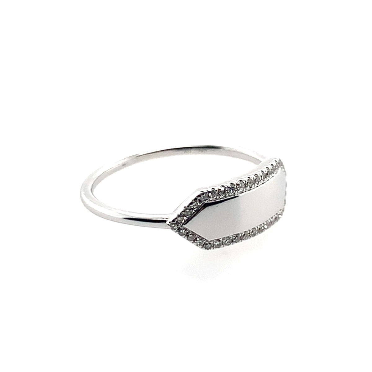 Estate 14K White Gold Engraveable Diamond Fashion Band **Final Sale No Warranty**