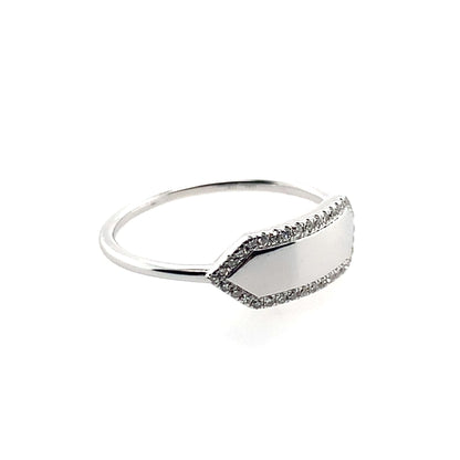 Estate 14K White Gold Engraveable Diamond Fashion Band **Final Sale No Warranty**