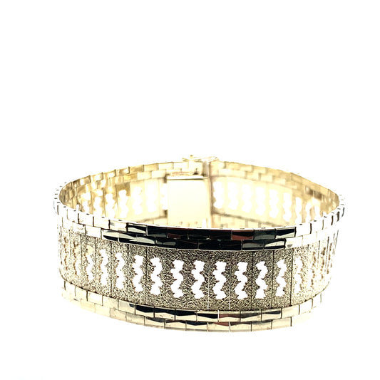 Estate 14K Yellow Gold Wide Brick Style Flat Bracelet **Final Sale No Warranty**