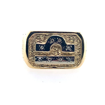 14K Yellow Gold Libra Symbol Signet Style Ring **Final Sale No Warranty**