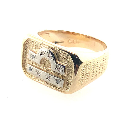 14K Yellow Gold Libra Symbol Signet Style Ring **Final Sale No Warranty**