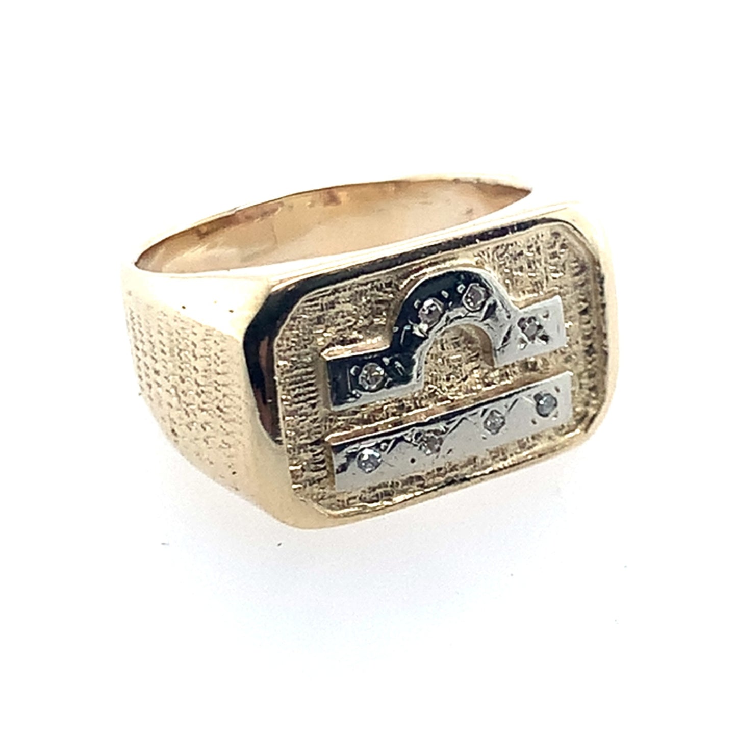 14K Yellow Gold Libra Symbol Signet Style Ring **Final Sale No Warranty**