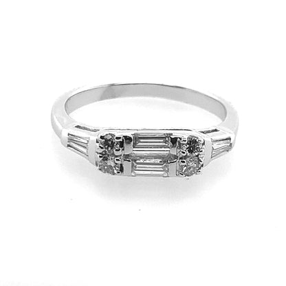 14K White Gold Baguette Diamond Band **Final Sale No Warranty**