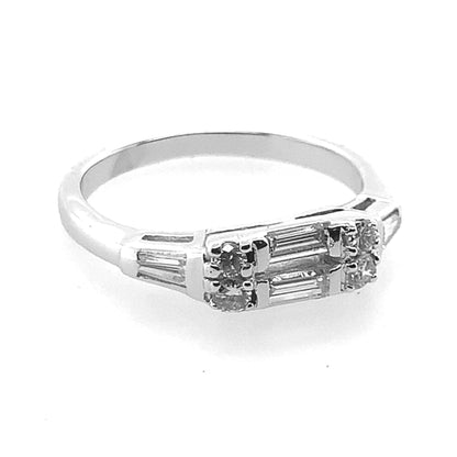 14K White Gold Baguette Diamond Band **Final Sale No Warranty**