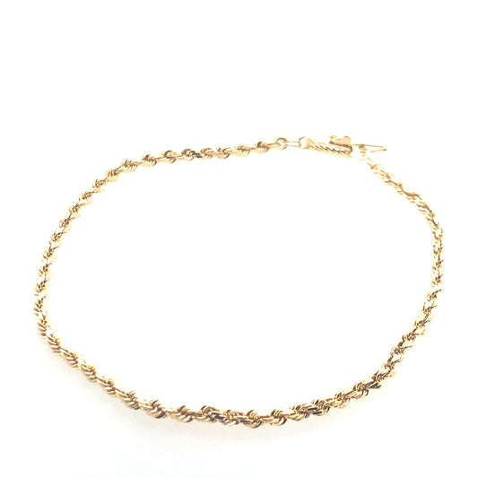 Estate 14K Yellow Gold Rope Chain Bracelet **Final Sale No Warranty**