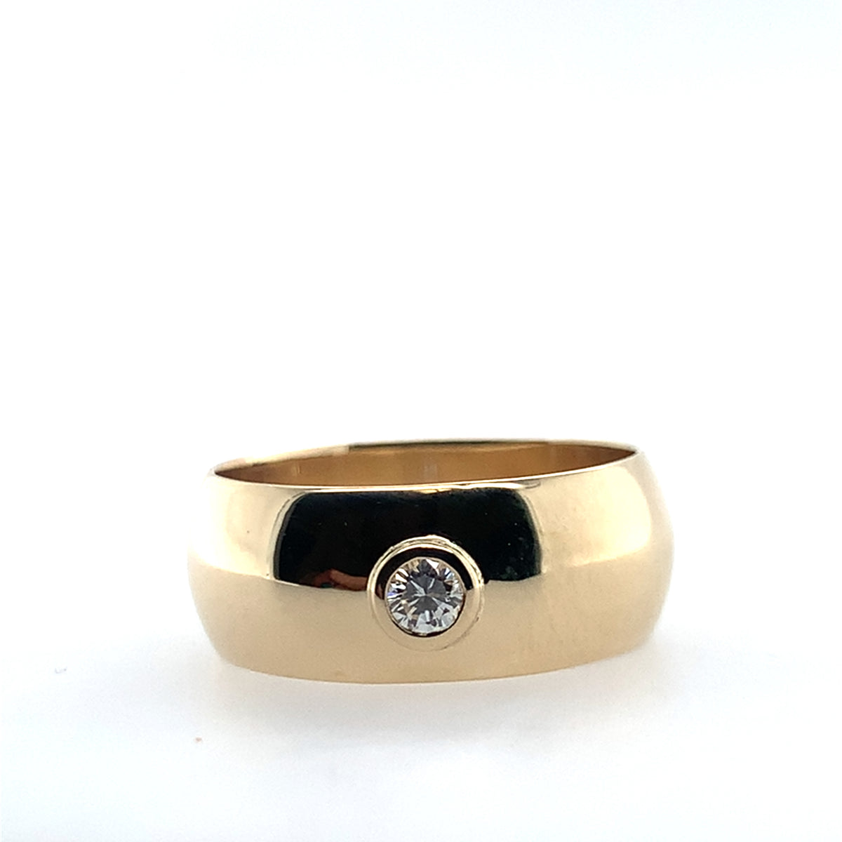 Estate 14K Yellow Gold 8Mm Diamond Domed Band **Final Sale No Warranty**