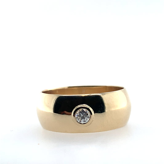Estate 14K Yellow Gold 8Mm Diamond Domed Band **Final Sale No Warranty**