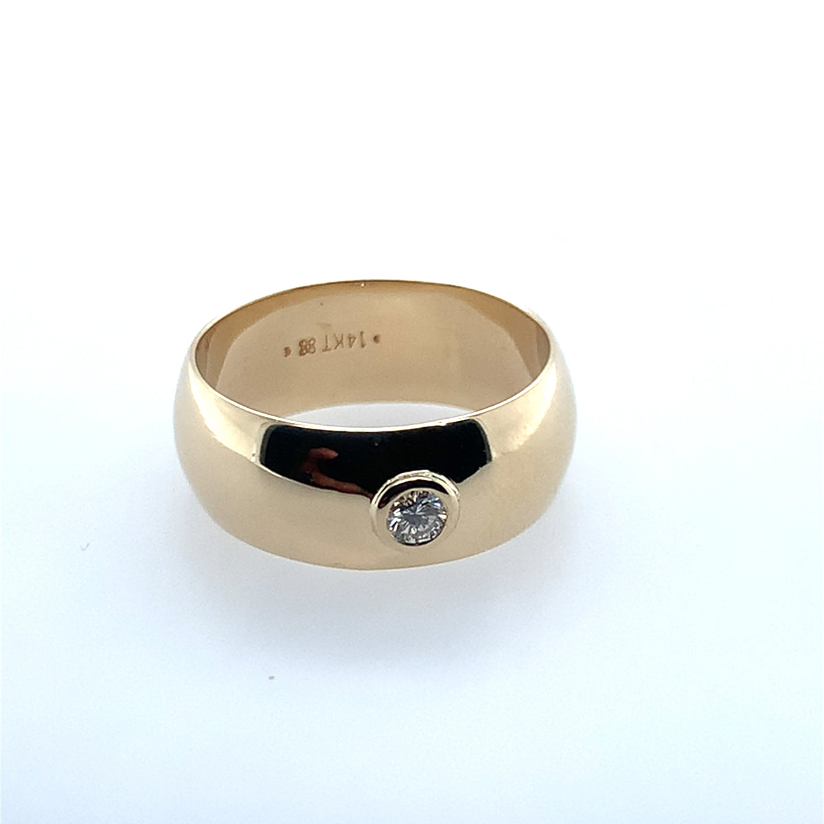 Estate 14K Yellow Gold 8Mm Diamond Domed Band **Final Sale No Warranty**