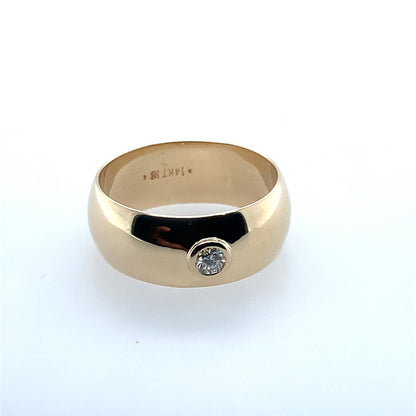 Estate 14K Yellow Gold 8Mm Diamond Domed Band **Final Sale No Warranty**