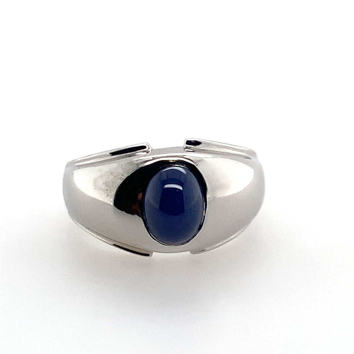 Estate 14K White Gold Blue Star Sapphire Signet Ring **Final Sale No Warranty**