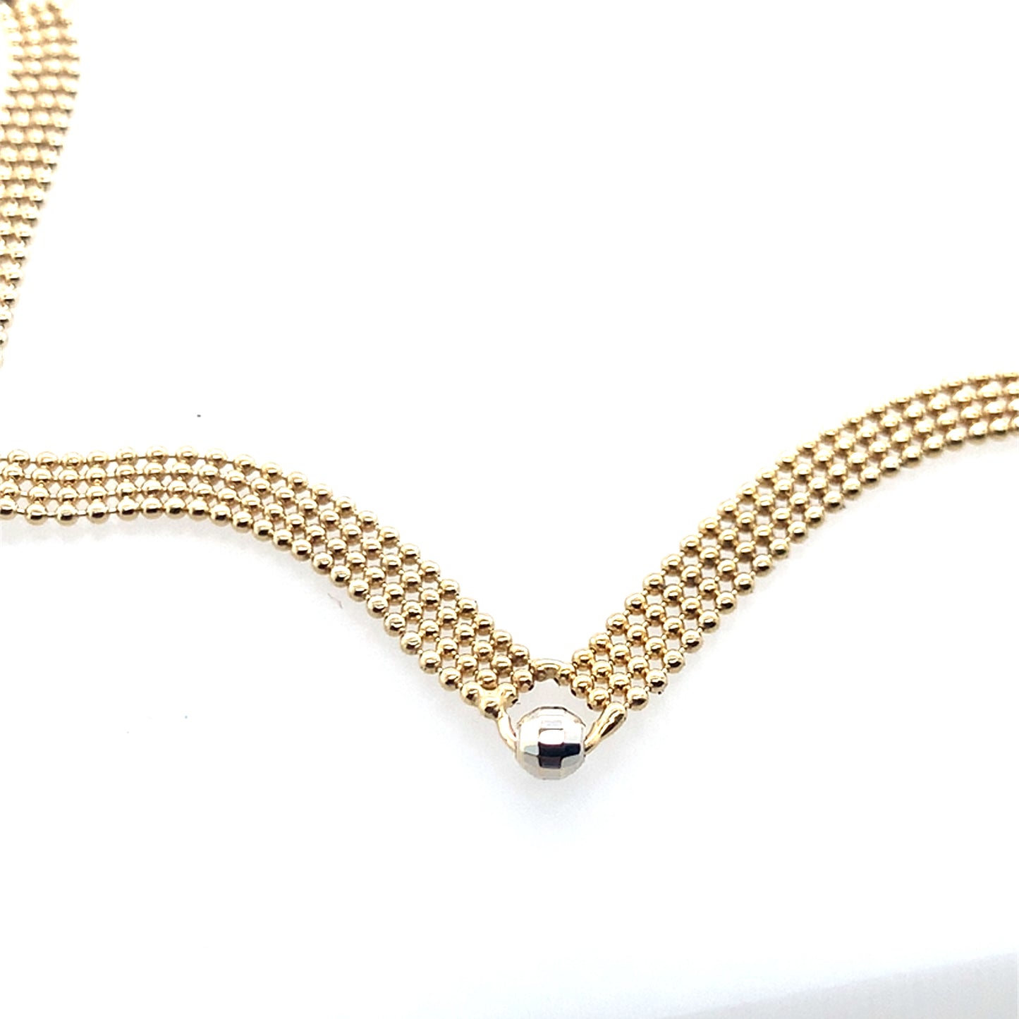 Estate 14K Two Tone Beaded Mesh Scalloped Bracelet