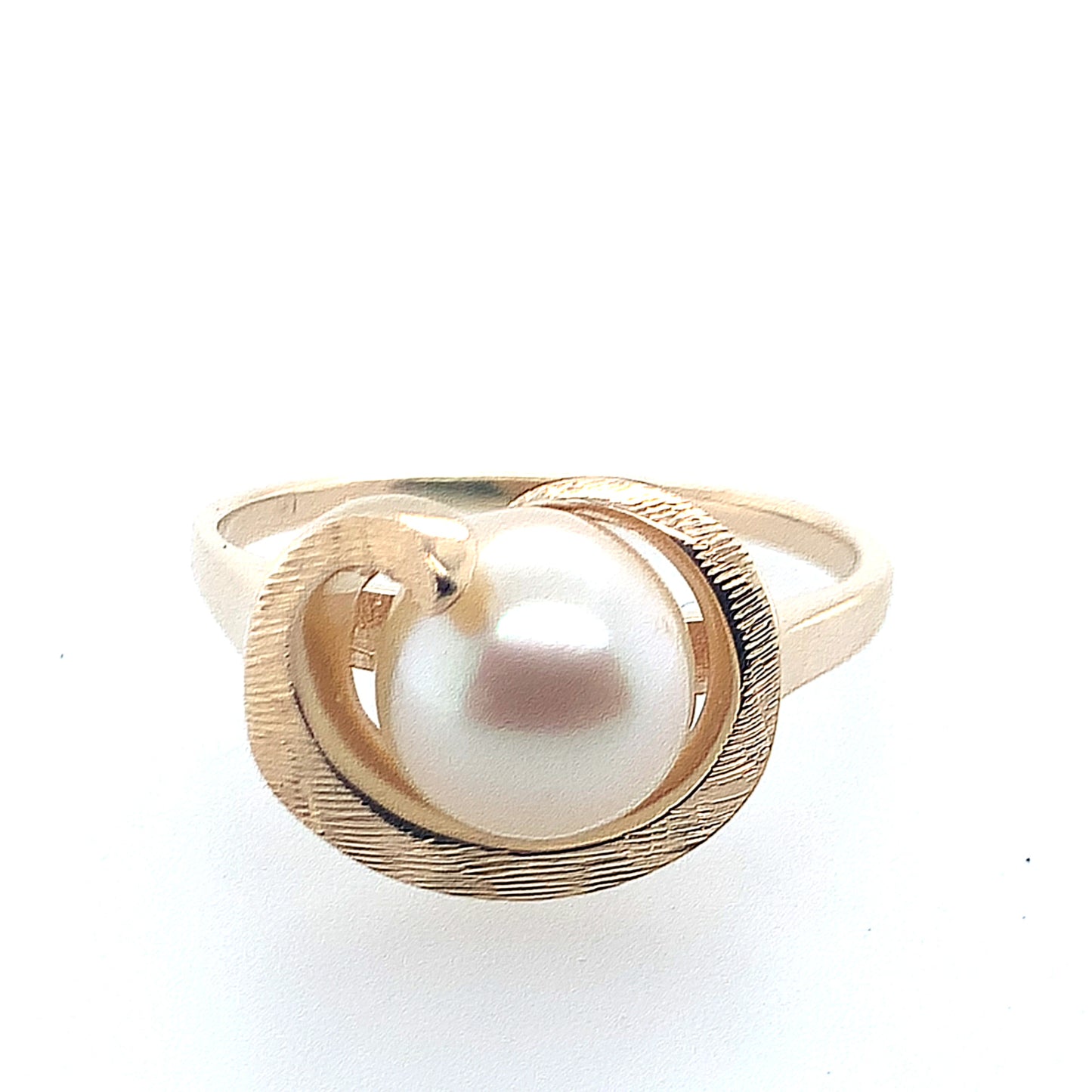Estate 14K Yellow Gold Pearl Swirl Design Ring