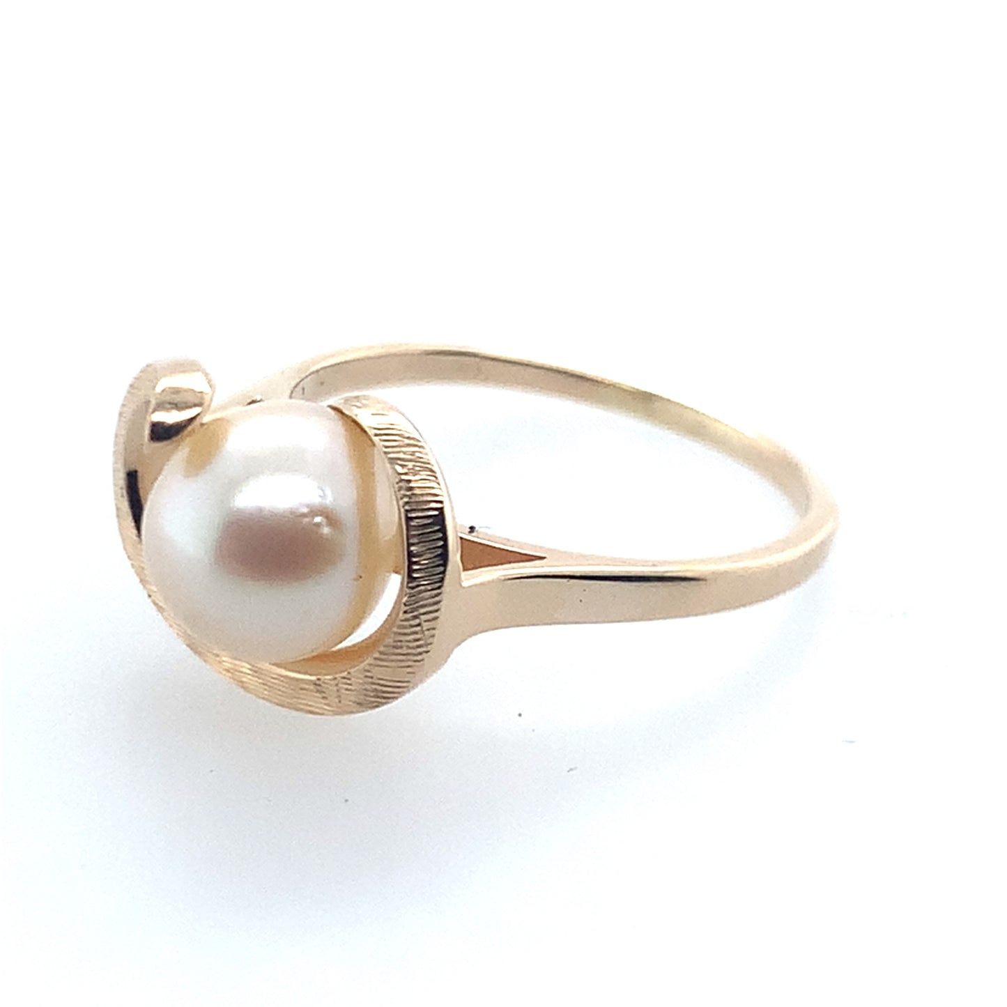 Estate 14K Yellow Gold Pearl Swirl Design Ring