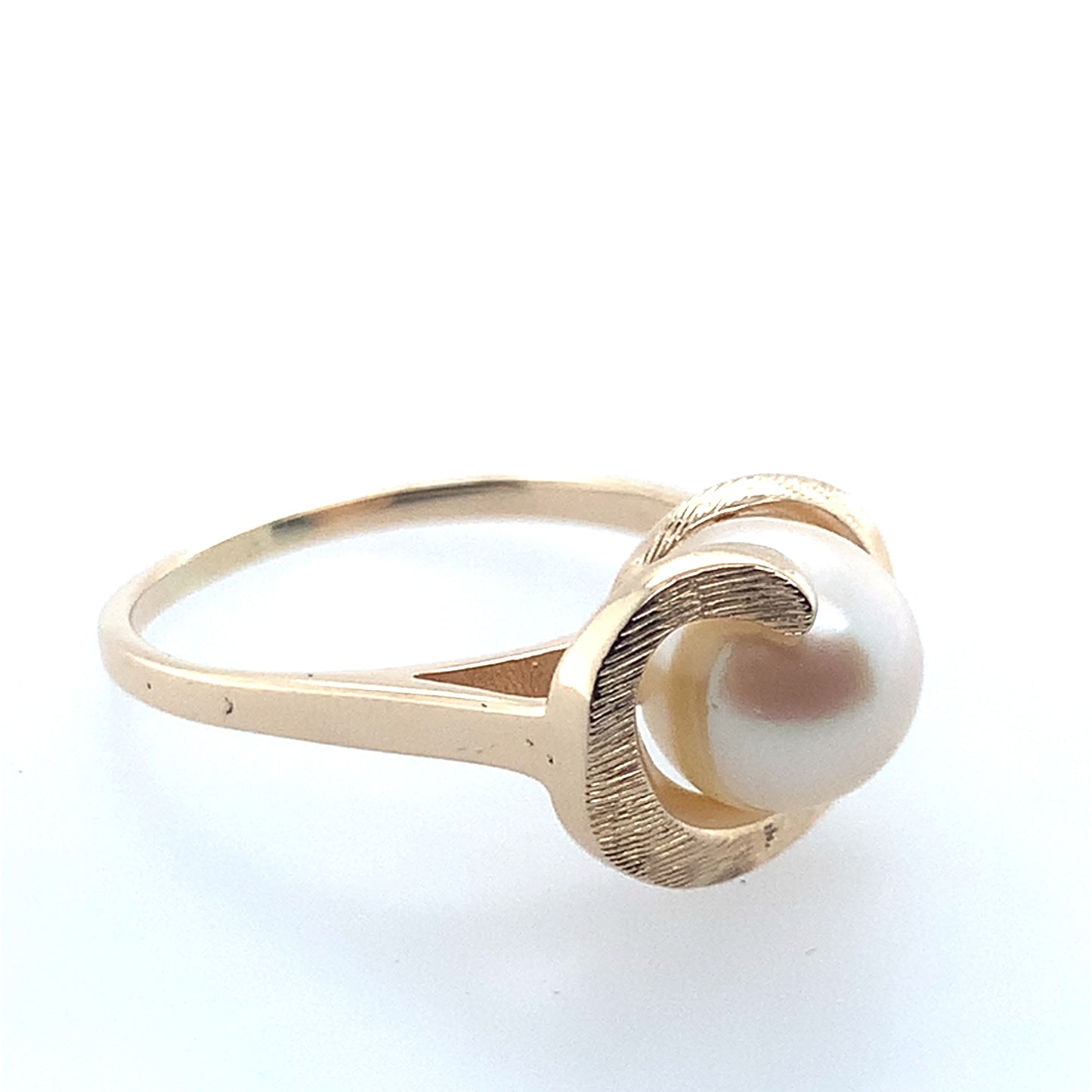 Estate 14K Yellow Gold Pearl Swirl Design Ring